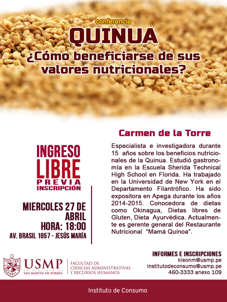 Afiche - Quinua, cómo beneficiarse de sus valores nutricionales