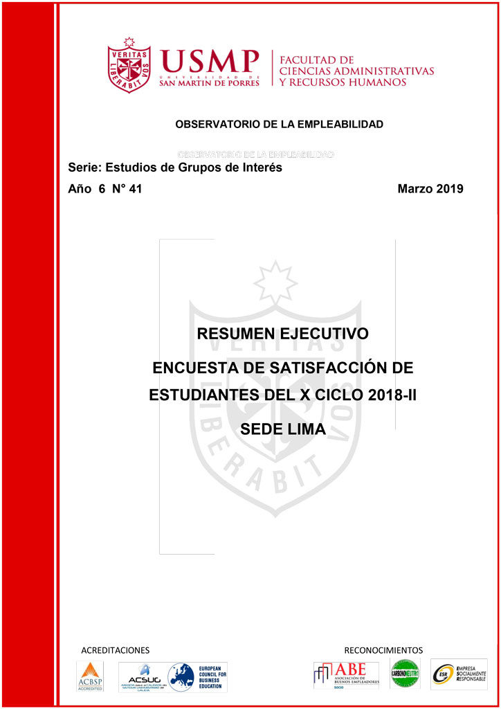 Resumen ejecutivo Encuesta de satisfacción de estudiantes del décimo ciclo 2018-2 Lima