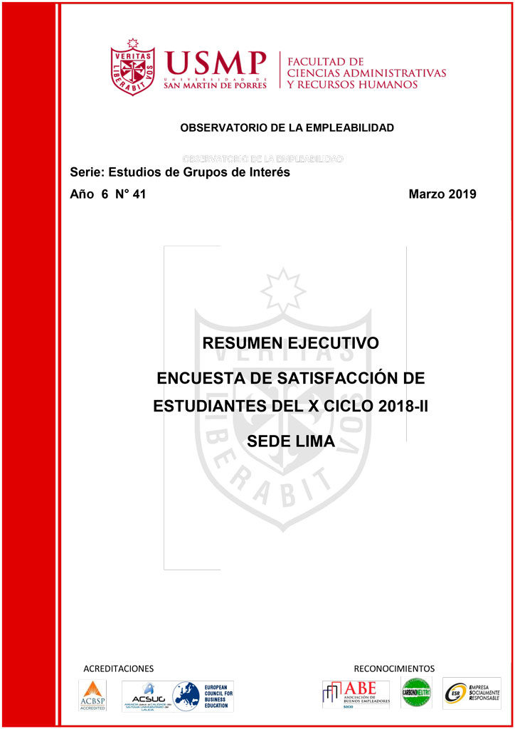 Resumen ejecutivo Encuesta de satisfacción de estudiantes del décimo ciclo 2018-2 Lima