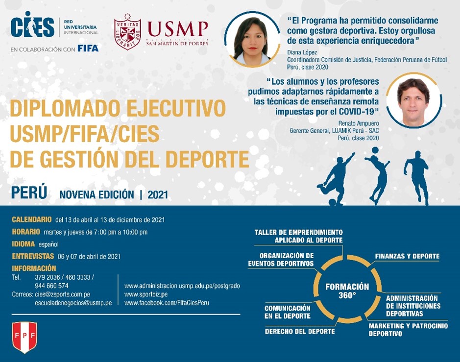Diplomado Ejecutivo de Gestión del Deporte USMP/FIFA/CIES convoca a su novena edición